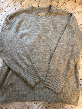LOFT Heather Gray Crewneck Knit Sweater